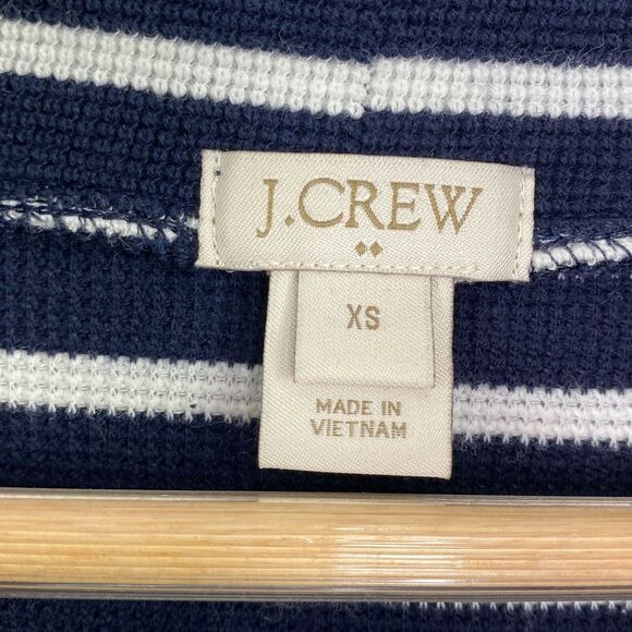 J. Crew Factory Blue Striped Waffle Knit Cowl Neck Pullover Sweater Women XS - Picture 4 of 7